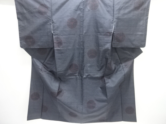 JAPANESE KIMONO / SILK / DORO OSHIMA TSUMUGI / WOVEN GEOMETRIC PATTERN